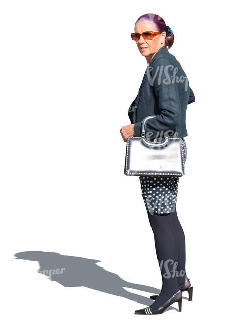 cut out elderly fashionable lady standing