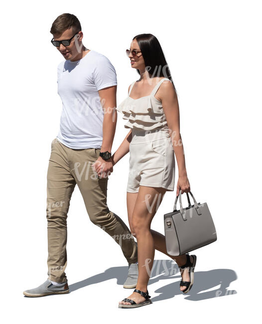 cut out man and woman walking hand in hand 