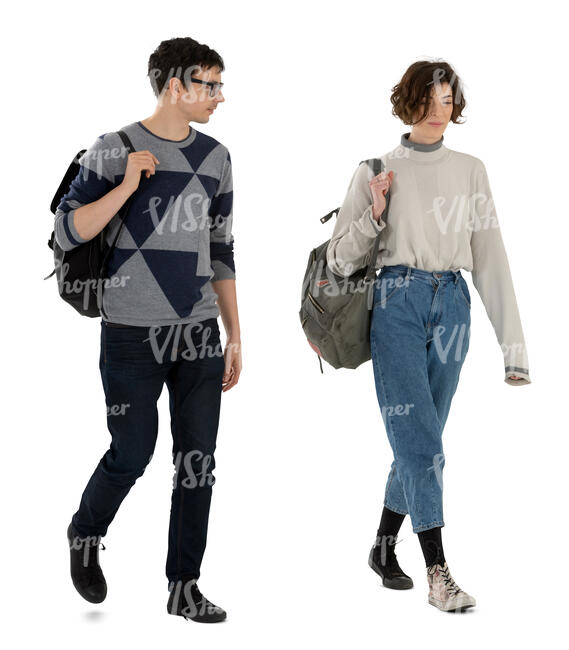 cut out man and woman walking