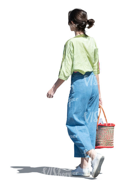 cut out woman in summer clothes walking