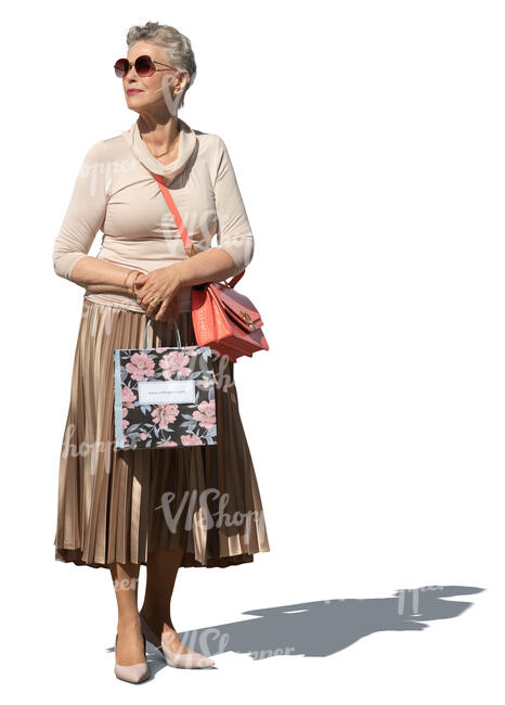 cut out elegant elderly woman standing