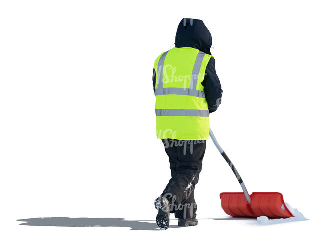 cut out worker shoveling snow