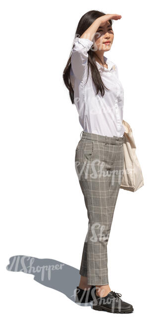 asian woman standing and looking