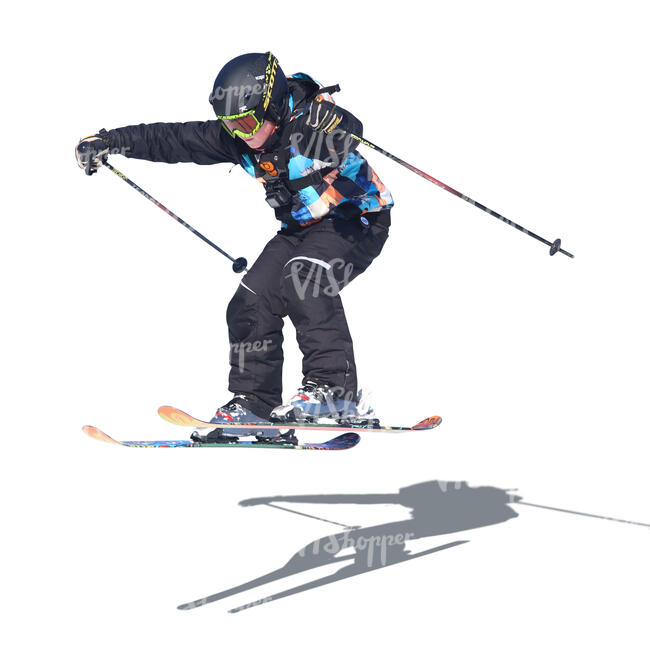 cut out little boy jumping on the skis