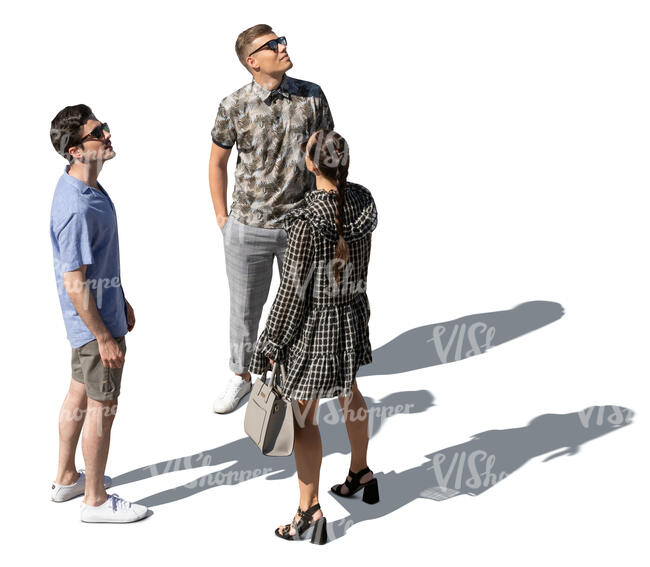 cut out group of people standing and looking up