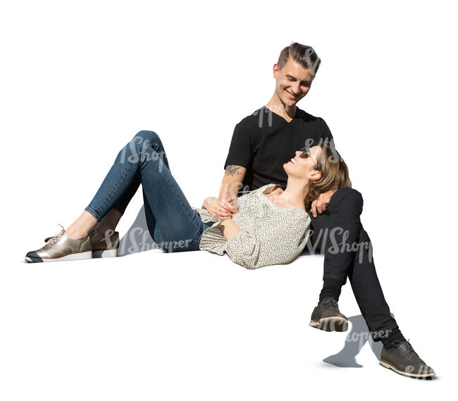 man and woman relaxing on a bench