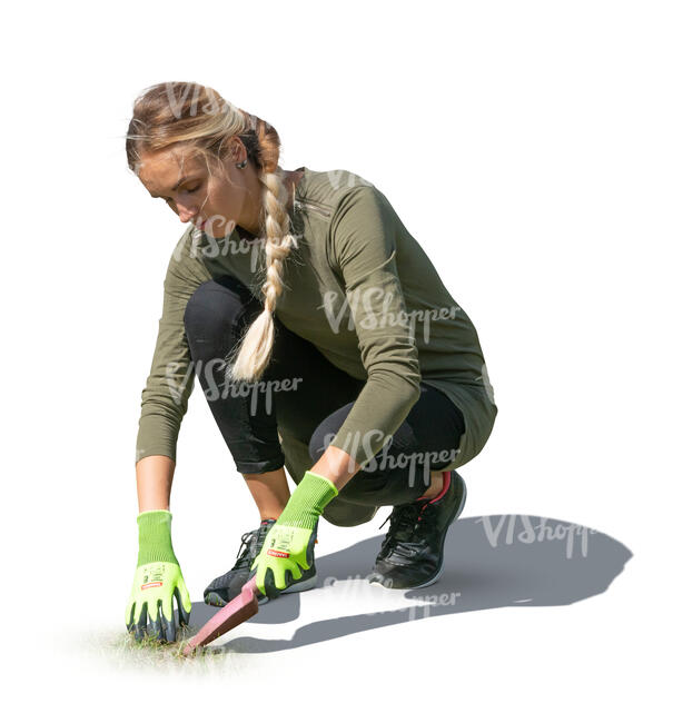 cut out woman working in the garden