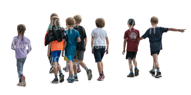 cut out group of children walking
