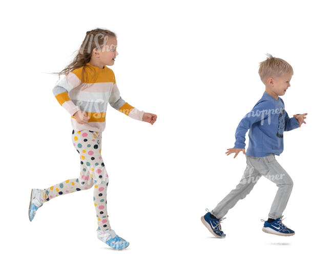 two cut out kids running around