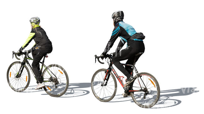 cut out man and woman cycling