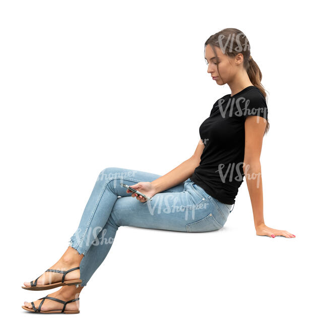 cut out young woman sitting