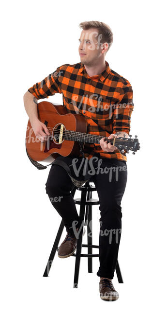 cut out man playing guitar