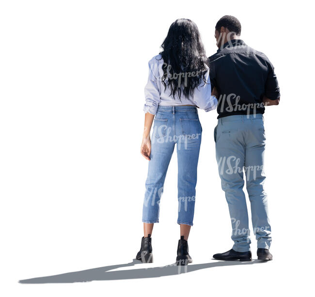 cut out black backlit couple standing