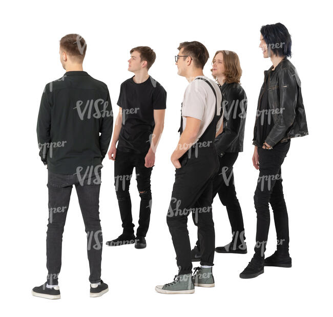 cut out group of young men standing