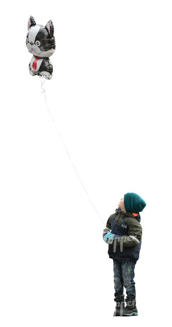 cut out little boy with a balloon standing