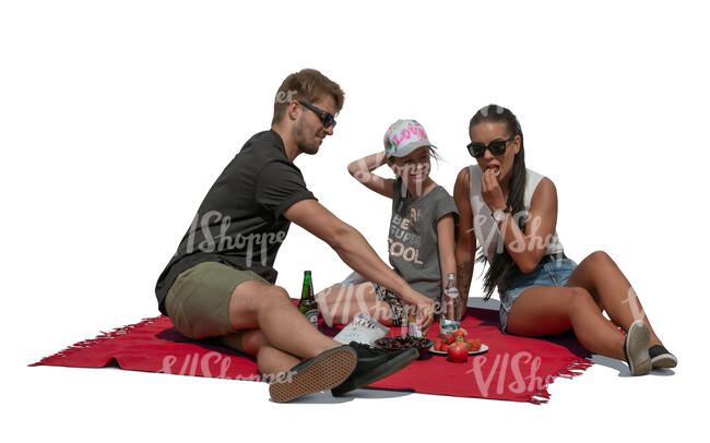 cut out family having a picinc