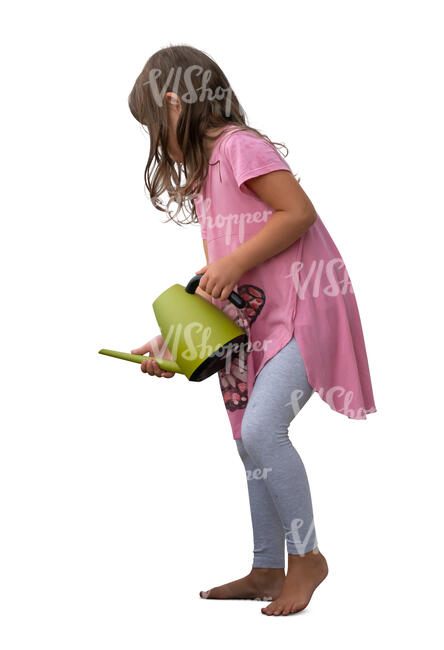cut out little girl watering plants