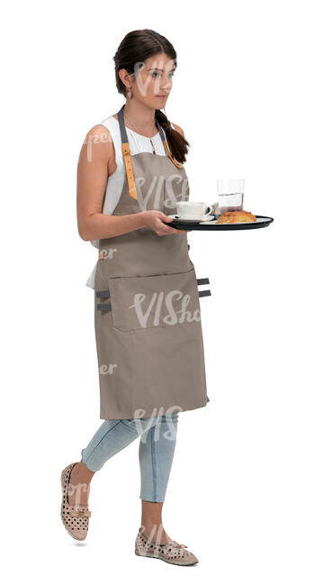 cut out waitress carrying a tray