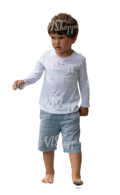 cut out little boy walking barefoot