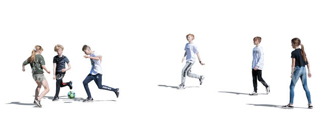 cut out group of children playing football