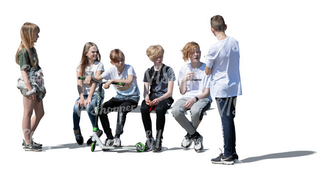cut out group of children sitting and standing