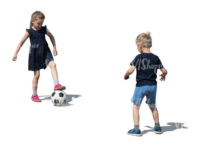 two cut out kids playing football