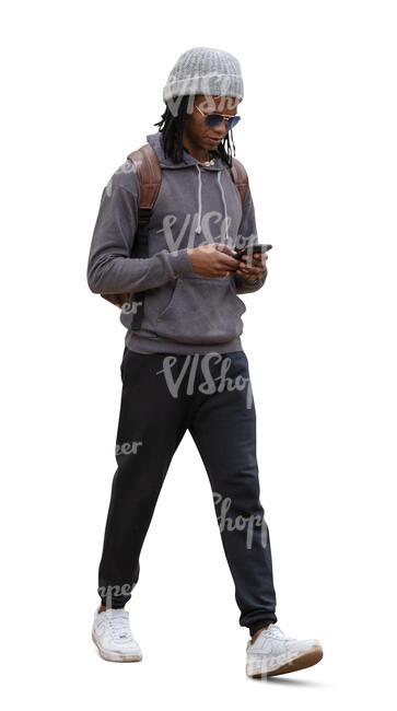 cut out young black man walking