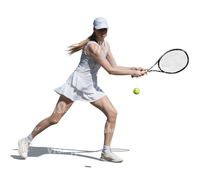 cut out woman playing tennis outside