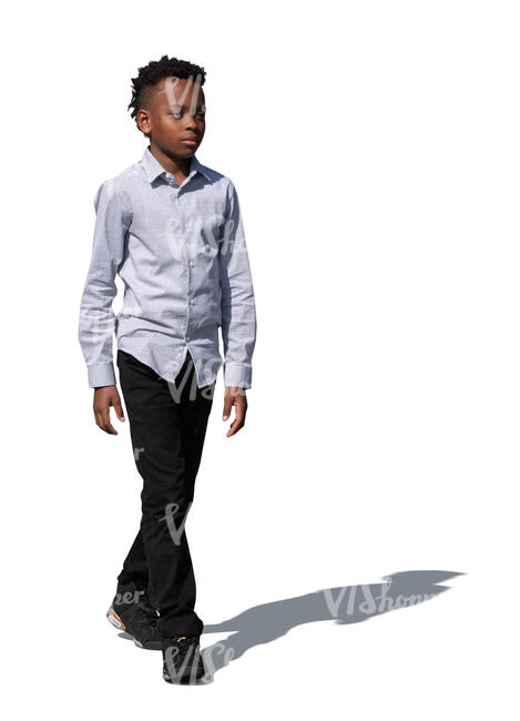 cut out little black boy walking