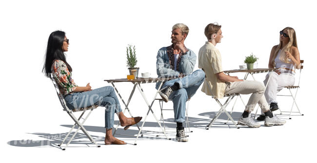 cut out street cafe scene with four people