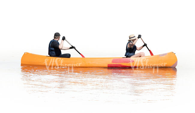 cut out man and woman kayaking