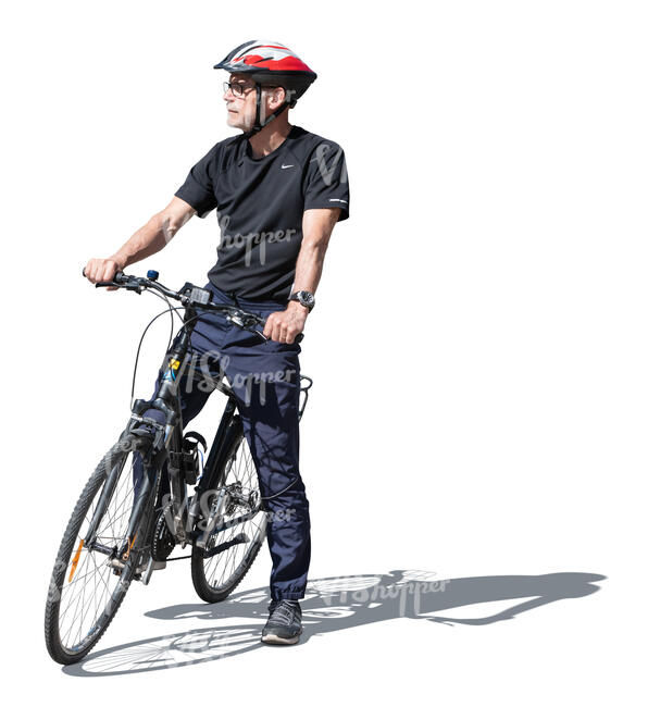 cut out elderly man riding a bike