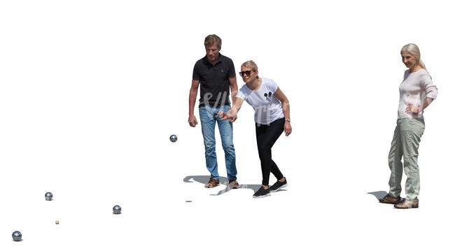 cut out group of people playing petanque