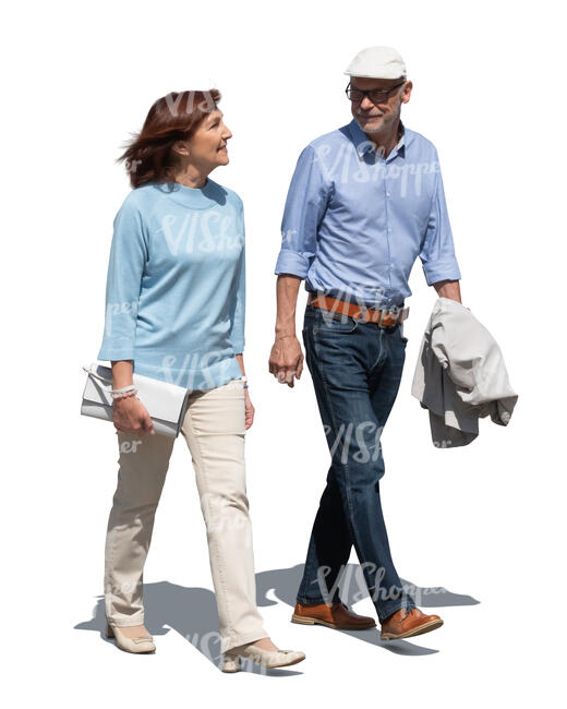 cut out older couple walking outside