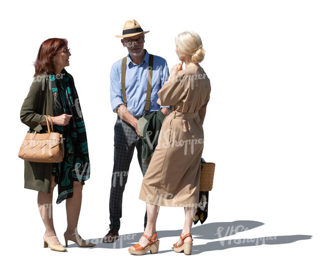 cut out group of older people standing and talking