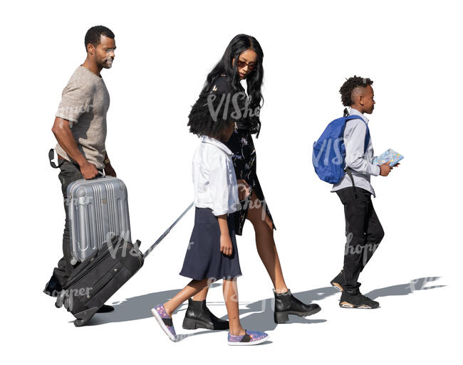 cut out african american family travelling