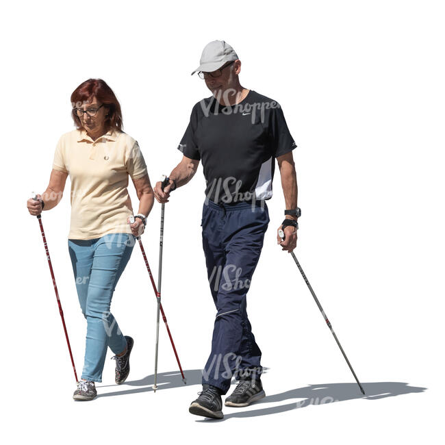 cut out man and woman nordic walking