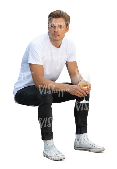 cut out man with a wine glass sitting
