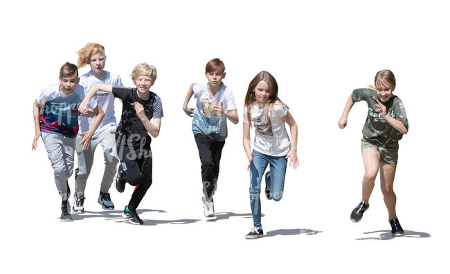 cut out group of children running