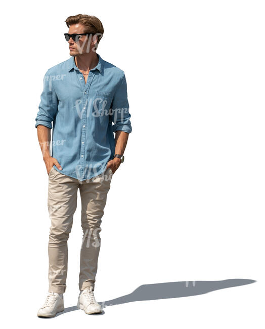 cut out man standing outside in summer