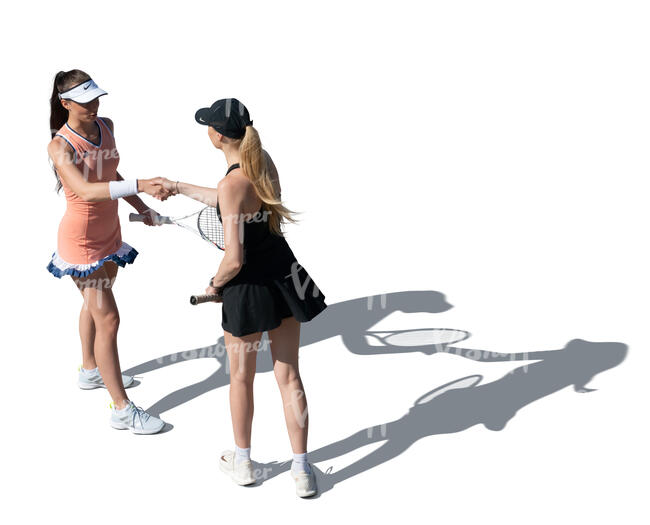 two female tennis players shaking hands