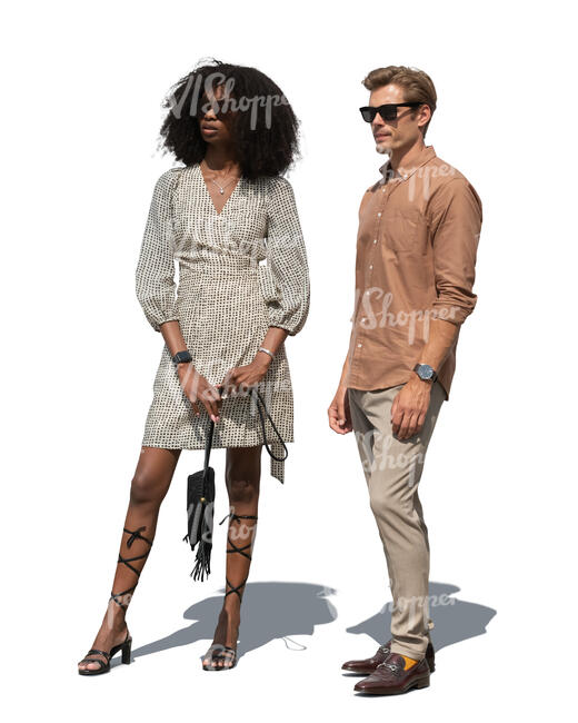 cut out chic man and woman standing