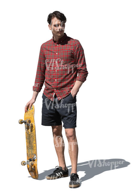 cut out man with a skateboard standing