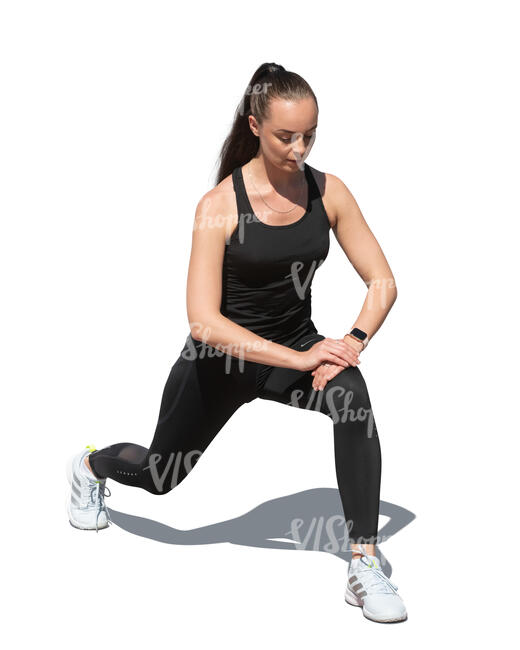 cut out woman doing sports stretching