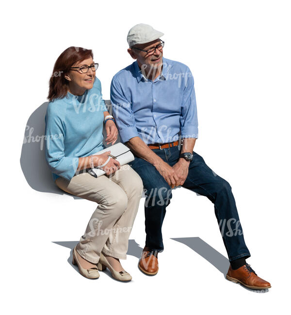cut out senior couple sitting seen from above