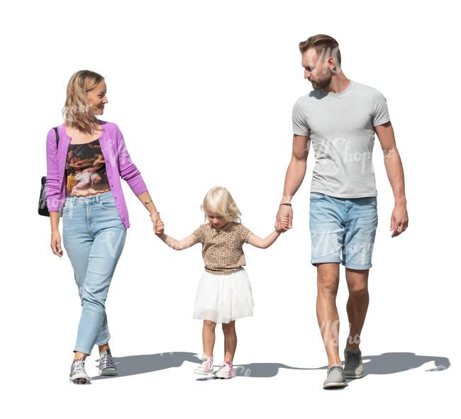 cut out family walking hand in hand