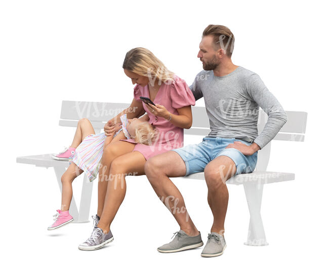 cut out family with a small girl sitting