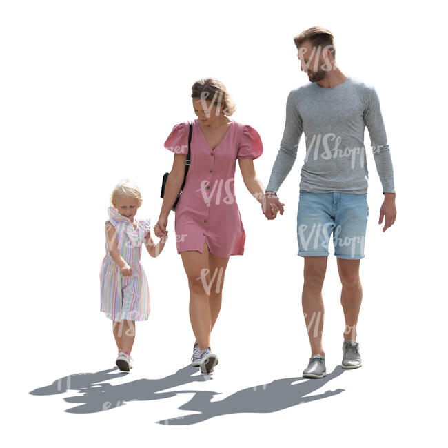 cut out backlit family walking and holding hands