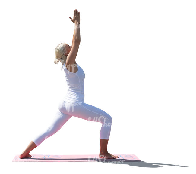 cut out backlit woman doing yoga