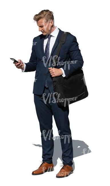 cut out businessman standing outside in the sunlight